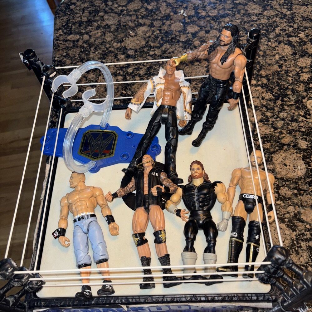 WWE Raw Wrestling Ring 2010 Incl 6 Action Figures, Spring Loaded Mat With Stand - Picture 8 of 8